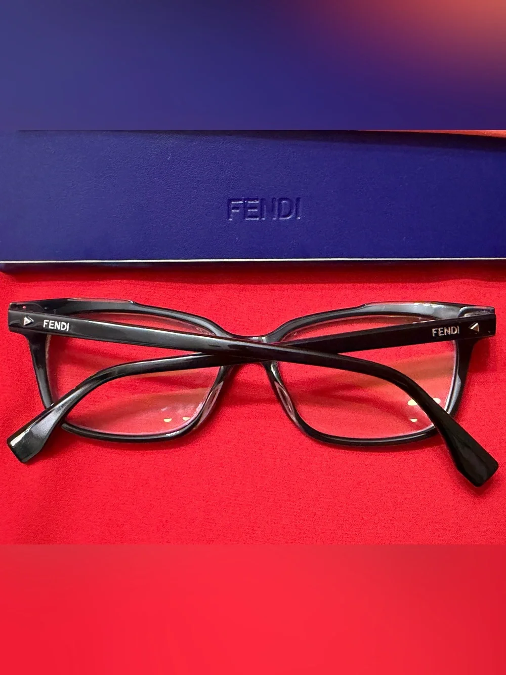 Fendi Women’s eyeglass FF 0252 black frame with Coral dust cloth and Box